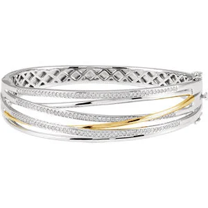 Ladies bracelets polished flair -14K White & Yellow 1 CTW Diamond 8" Bracelet