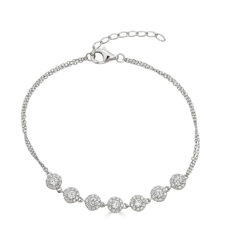 Ladies bracelets fun flair -14K White Gold Diamond Halo Bracelet