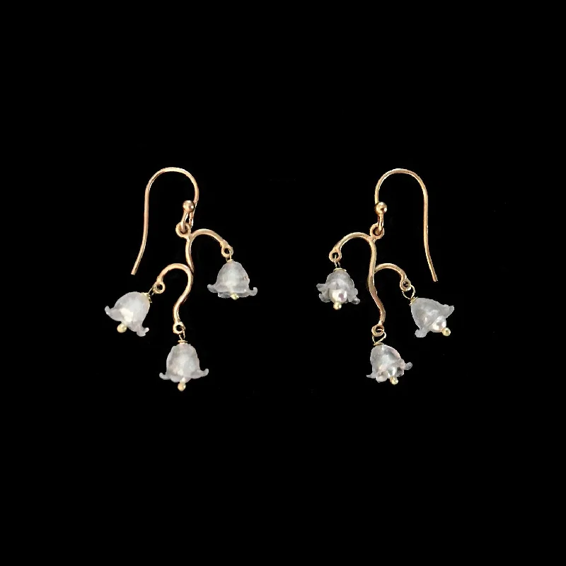 ladies-moon-hook-earrings-Fine Lily of the Valley Earrings - Dainty Wire