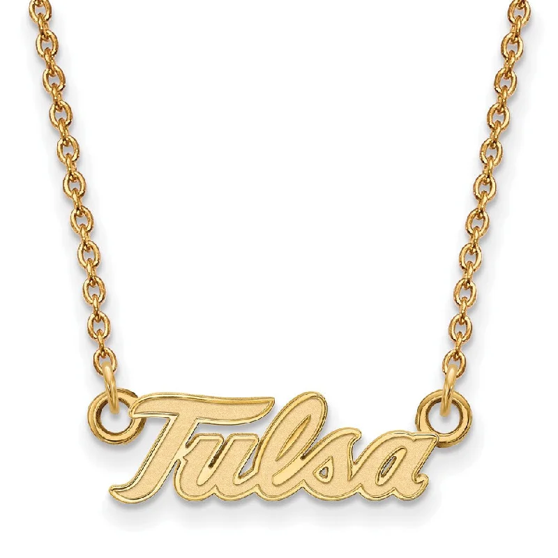 Ladies necklaces stylish charm -10k Yellow Gold The U of Tulsa Small Pendant Necklace