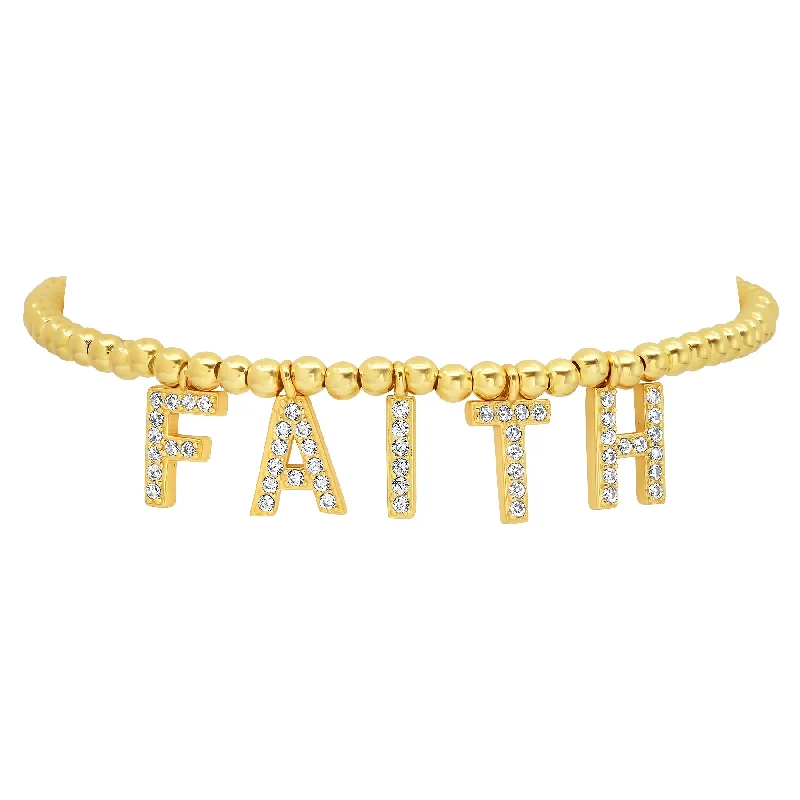 Ladies bracelets with mist apatite -FAITH STRETCH BRACELET, GOLD