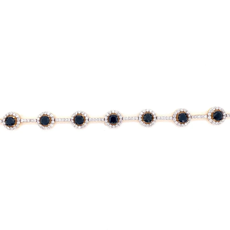 Ladies bracelets for trailblazer vibes -18K White & Yellow Gold Black Diamond Bracelet