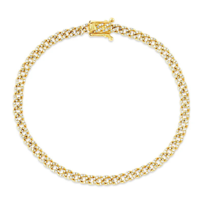 Ladies bracelets timeless elegance -Showstopping cuban link diamond bracelet, 14kt gold