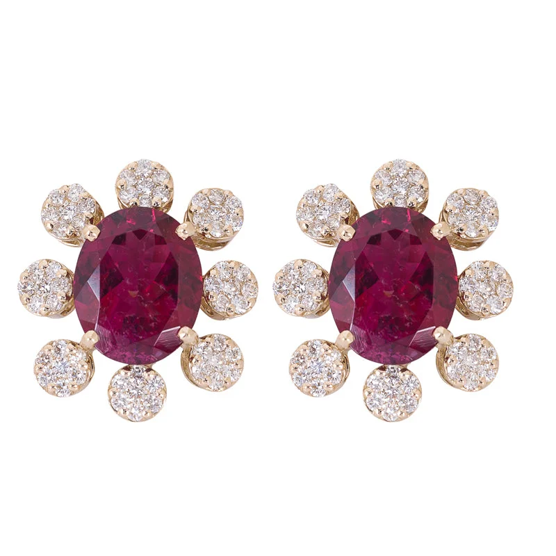 ladies-diamond-leverback-earrings-EARRINGS - RUBELITE AND DIAMOND IN 18K GOLD