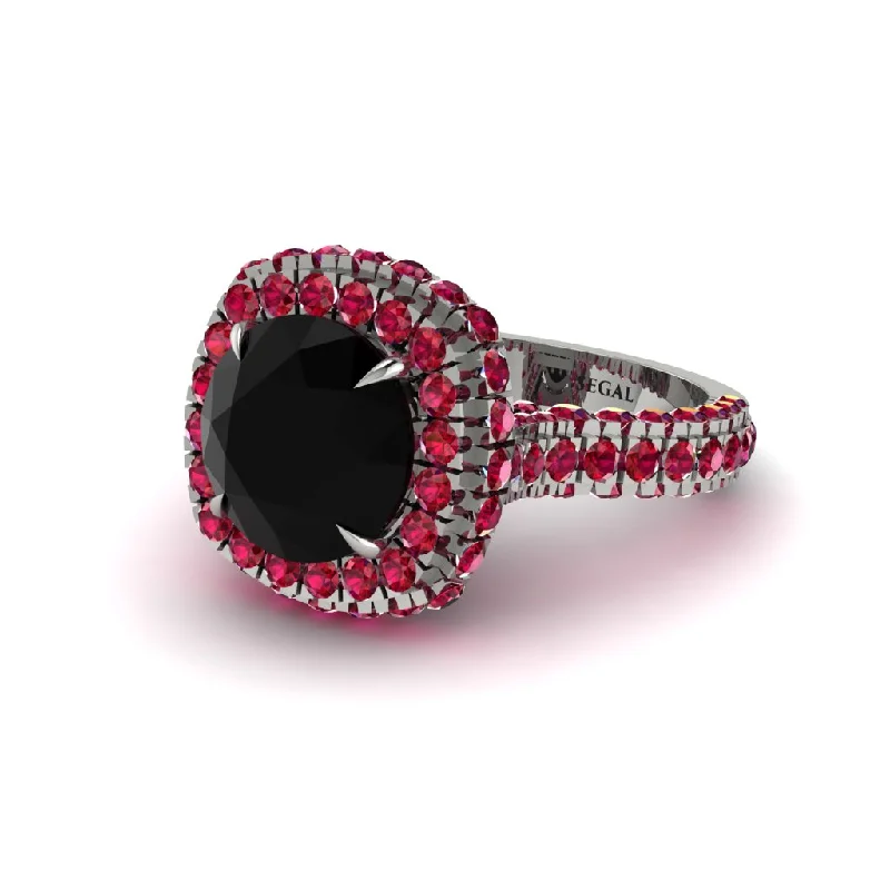 engagement-elegant-halo-rings-Black Diamond Pave Double Halo Engagement Ring - Eve No. 54