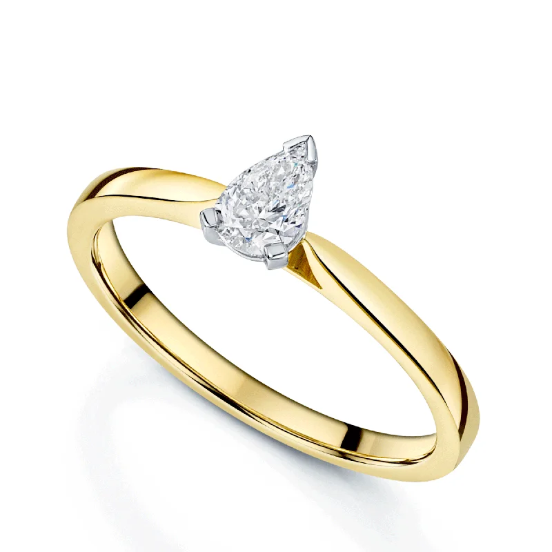 engagement-gold-channel-set-rings-18ct Yellow Gold Pear Cut Diamond Engagement Ring