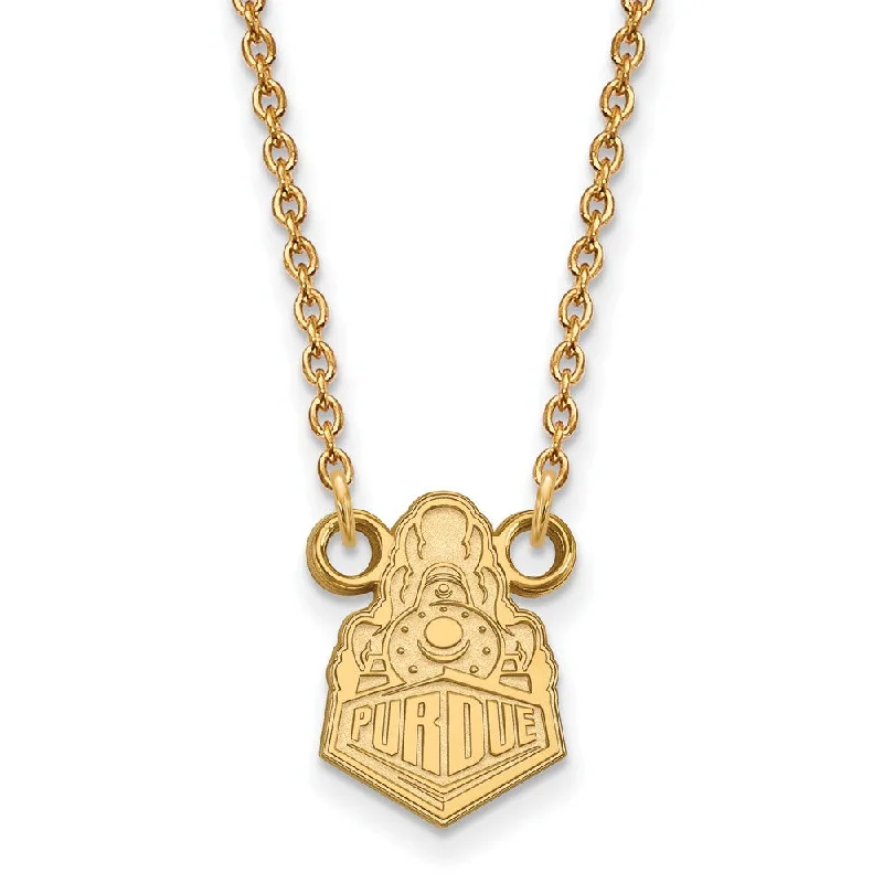 Ladies necklaces for travel vibes -14k Gold Plated Silver Purdue Small Logo Pendant Necklace