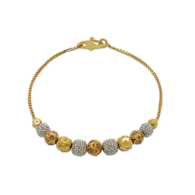 Ladies bracelets with fin pendants -22K Multitone Gold Bracelet with White, Yellow, and Rose Gold Beads