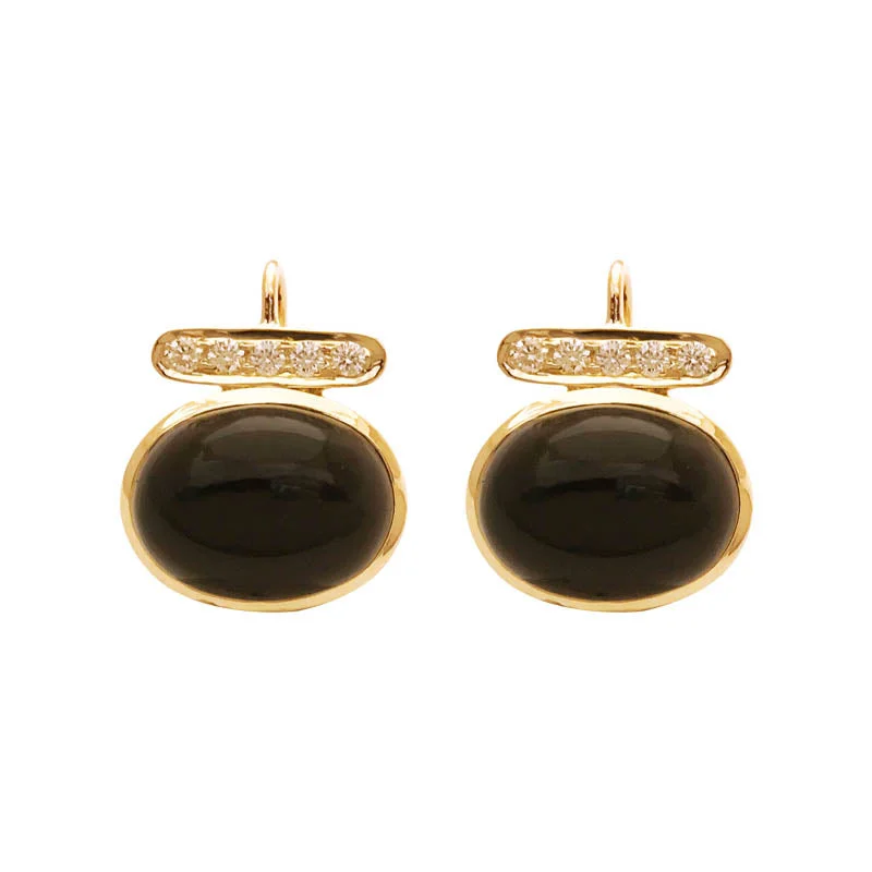 ladies-rose-gold-post-earrings-EARRINGS - BLACK ONYX AND DIAMOND IN 18K GOLD