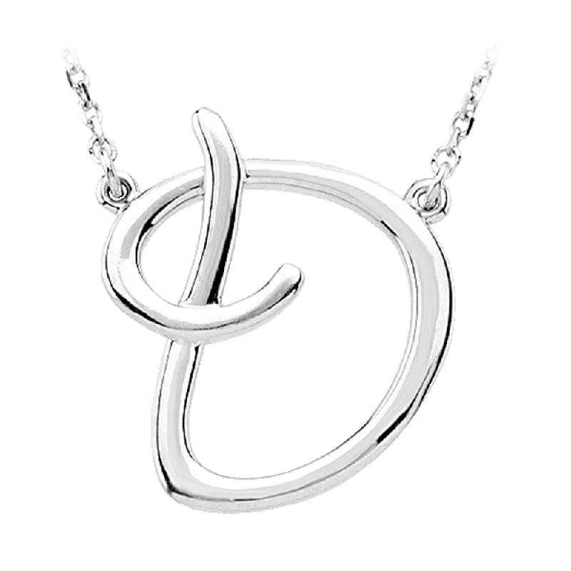 Ladies necklaces for storytellers -14k White Gold, Olivia Collection, Medium Script Initial D Necklace