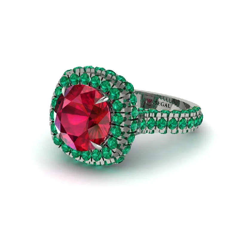 engagement-ruby-wide-band-rings-Ruby Pave Double Halo Engagement Ring - Eve No. 27