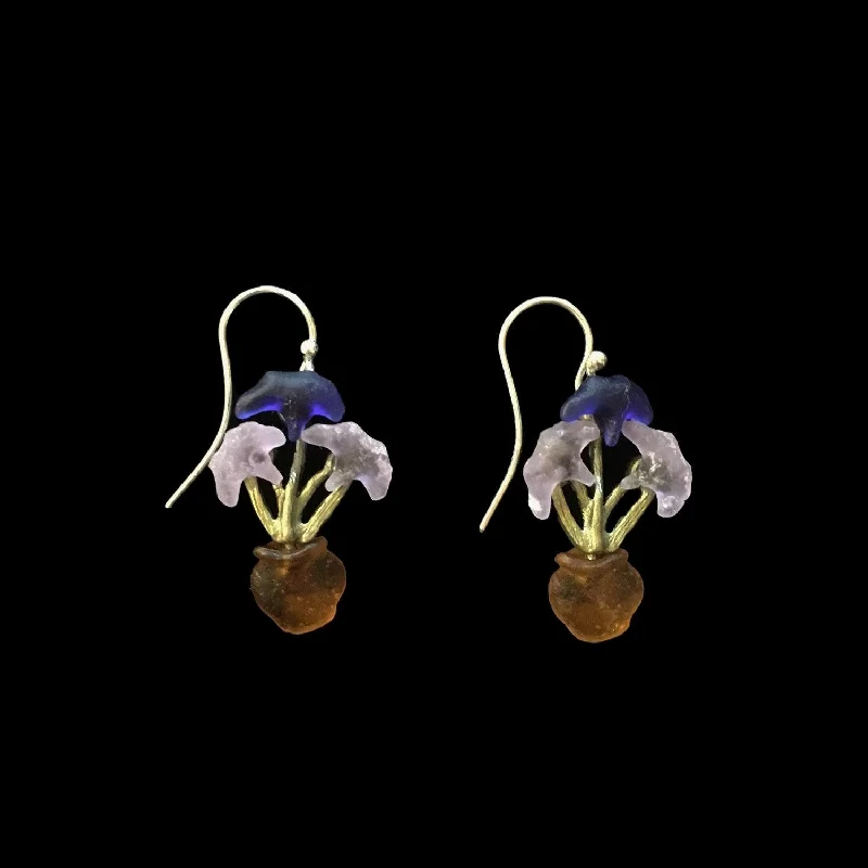 ladies-trendy-pearl-earrings-Van Gogh Irises Earrings - Wire