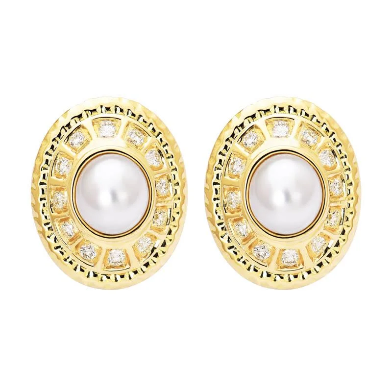 ladies-gold-diamond-earrings-Earrings- South Sea Pearl and Diamond  (2189C)