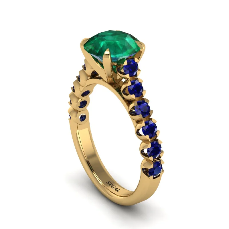 engagement-white-gold-accent-rings-2ct Round Cut Emerald 14K Gold Engagement Ring - Christina No. 64