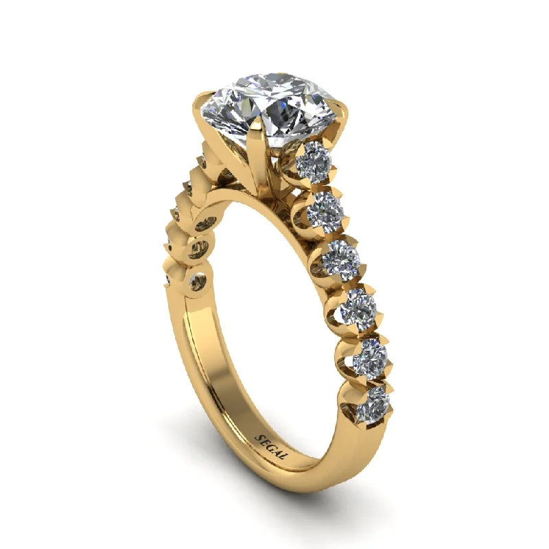 engagement-heart-wide-band-rings-2ct Round Cut Diamond 14K Gold Engagement Ring - Christina No. 1