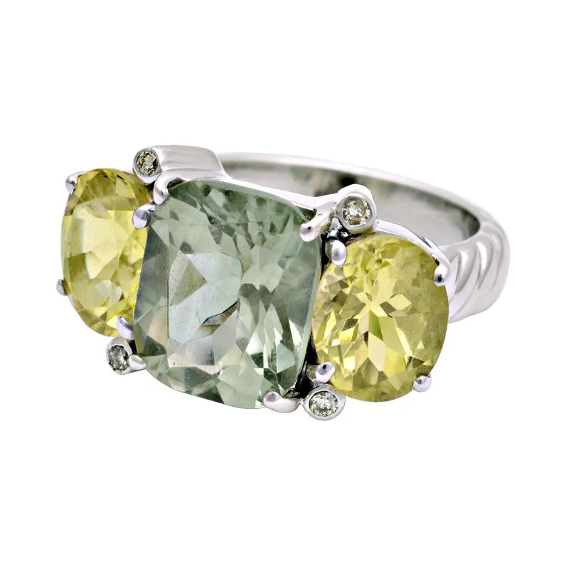 ladies-wedding-white-gold-rings-Ring-Green Quartz, Lemon Quartz and Diamond