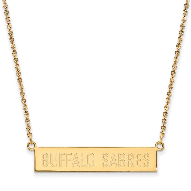 Ladies necklaces vintage charm -SS 14k Yellow Gold Plated NHL Buffalo Sabres SM Bar Necklace, 18 Inch