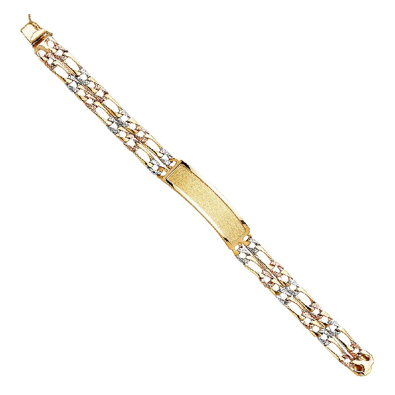 Ladies bracelets for brunch days -14K  Nugget Figaro Light Link ID Bracelet