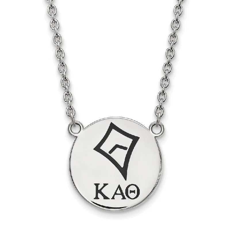 Ladies necklaces with tide chalcedony -Sterling Silver Kappa Alpha Theta Large Enamel Necklace