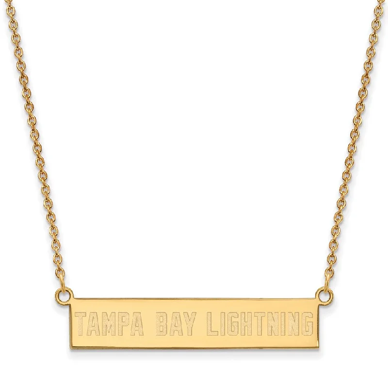 Ladies necklaces for golden years -SS 14k Yellow Gold Plated NHL Tampa Lightning SM Bar Necklace, 18 Inch