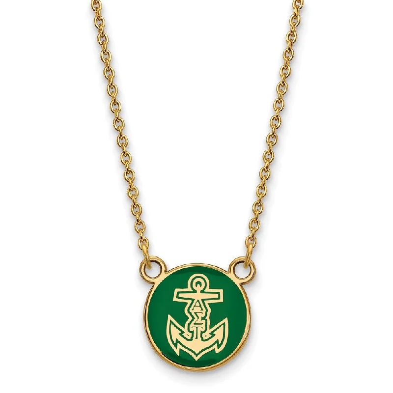 Ladies necklaces for fair vibes -14K Plated Silver Alpha Sigma Tau Small Enamel Logo Necklace