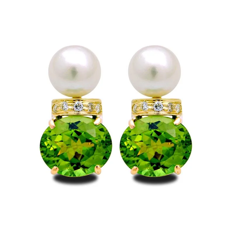 ladies-bridal-hook-earrings-Earrings-Peridot, South Sea Pearl and Diamond  (2047C)