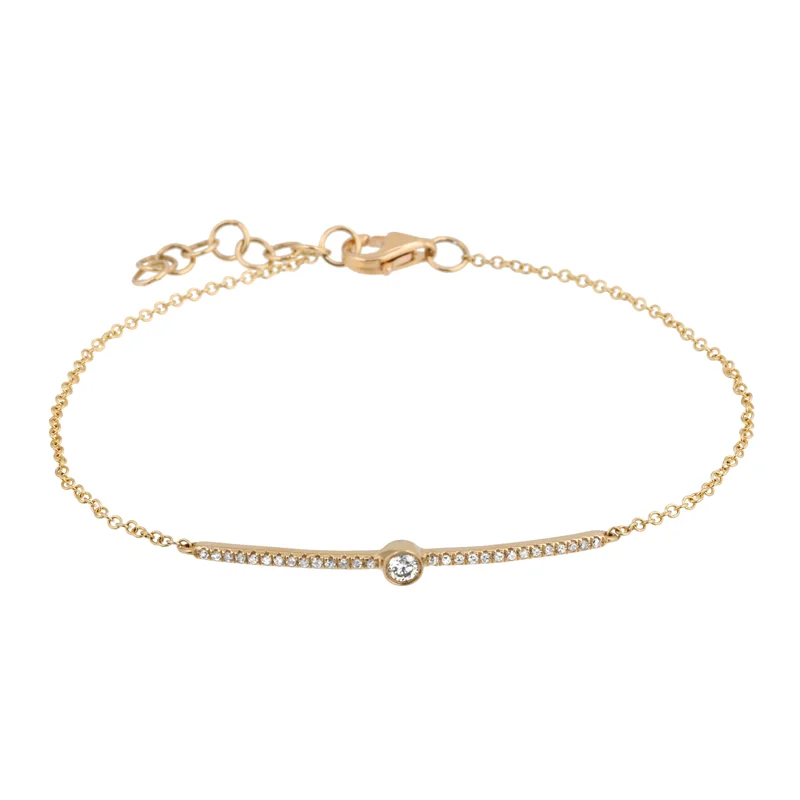 Ladies bracelets tribal elegance -14K Yellow Gold Diamond Bar Stackable Bracelet