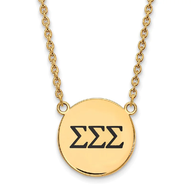 Ladies necklaces sleek elegance -14K Plated Silver Sigma Sigma Sigma Lg Enamel Greek Letters Necklace