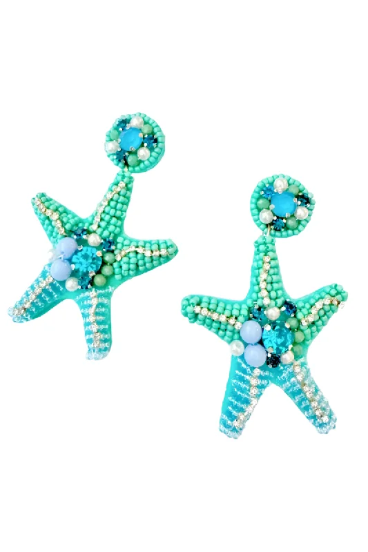 ladies-statement-hoop-earrings-Waikiki Earrings, Aqua