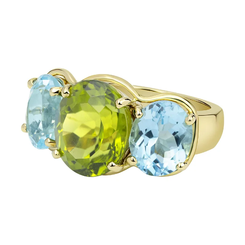 ladies-oval-diamond-rings-Ring - Peridot And Blue Topaz (2330F)