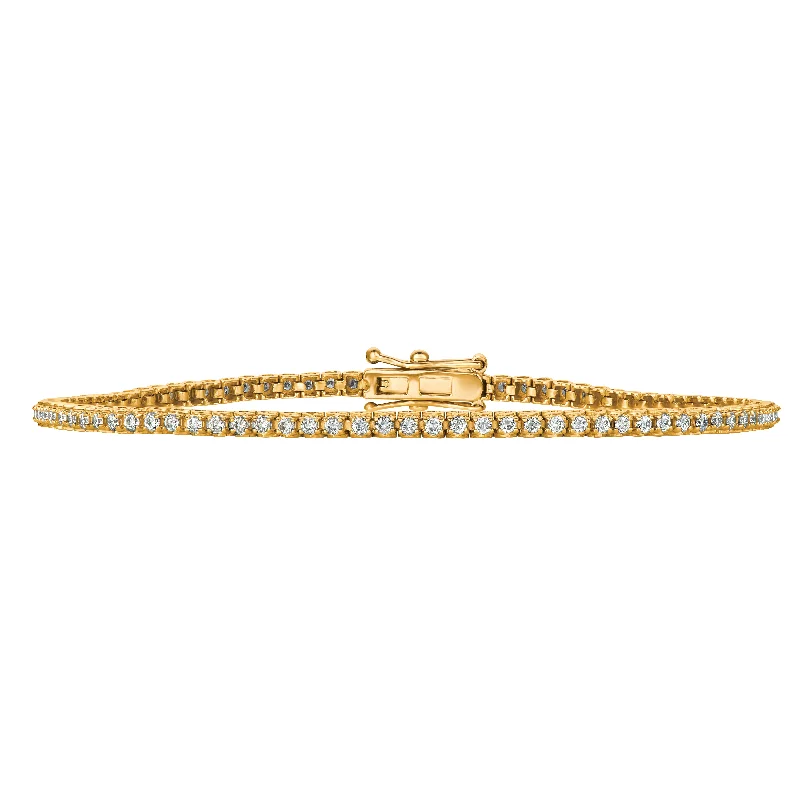 Ladies bracelets coiled charm -14K Yellow Gold Diamond Tennis Bracelet