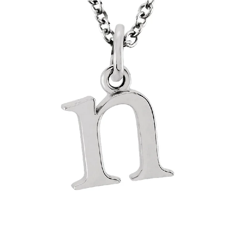 Ladies necklaces with lace agate -The Abbey Lower Case Initial 'n' Necklace in 14k White Gold, 16 Inch