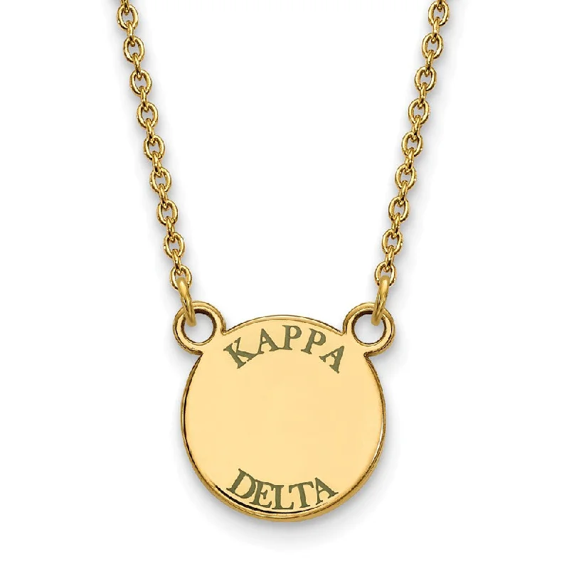 Ladies necklaces for getaway vibes -14K Plated Silver Kappa Delta Small Enamel Greek Letters Necklace