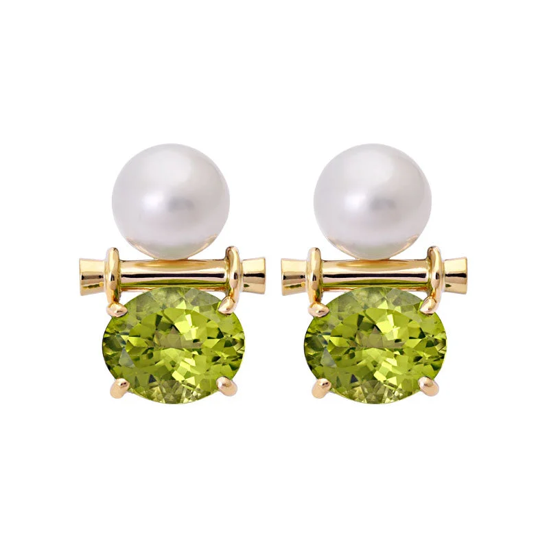 ladies-custom-diamond-earrings-Earrings- Peridot and South Sea Pearl