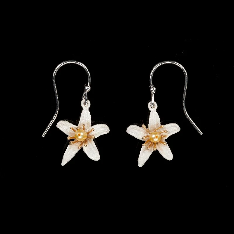 ladies-cross-hook-earrings-Orange Blossom Earrings - Petite Flower Wire