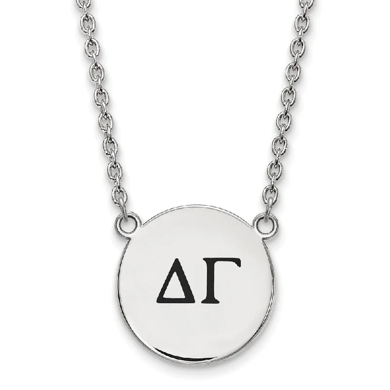 Ladies necklaces striking elegance -Sterling Silver Delta Gamma Large Enamel Greek Letters Necklace