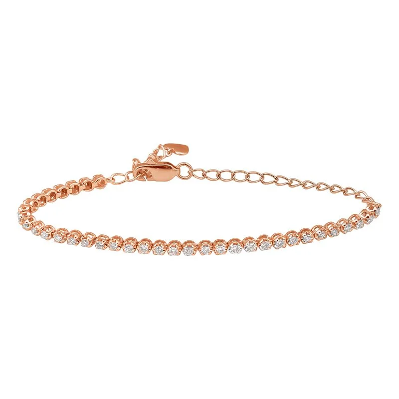 Ladies bracelets for pioneer vibes -14K Rose Gold Diamond Tennis Adjustable Bracelet