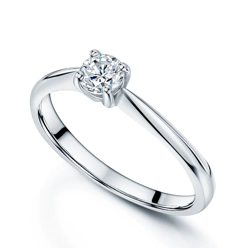 engagement-round-platinum-rings-Platinum GIA Certificated 0.36 Carat Round Brilliant Cut Diamond Engagement Ring