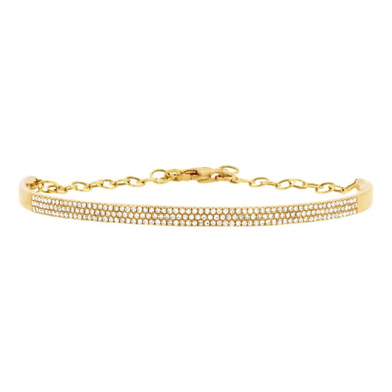 Ladies bracelets gentle elegance -14K Yellow Gold Diamond Pave Bracelet