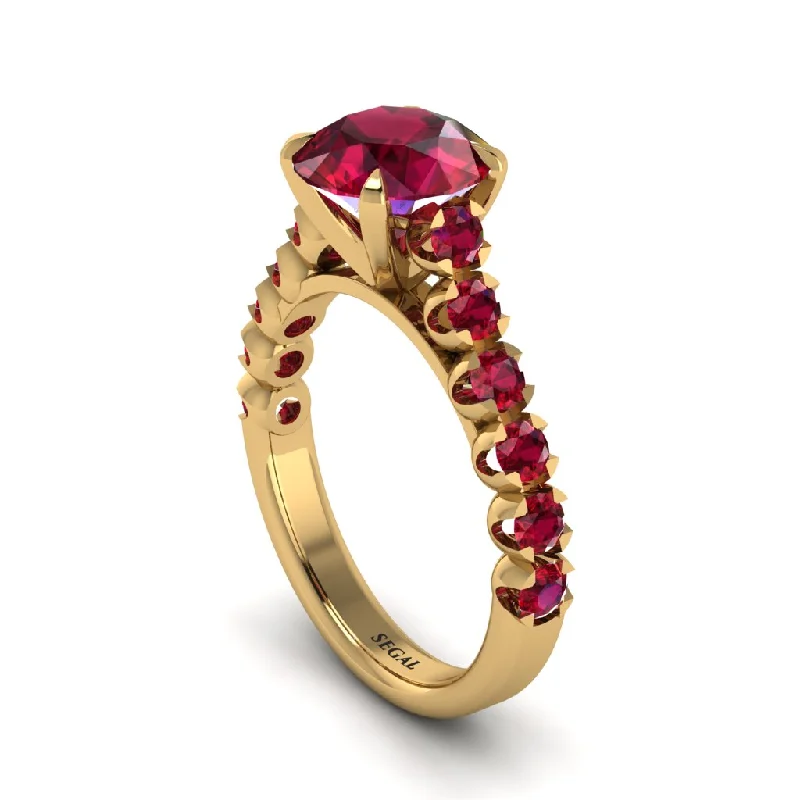 engagement-wedding-accent-rings-2ct Round Cut Ruby 14K Gold Engagement Ring - Christina No. 55