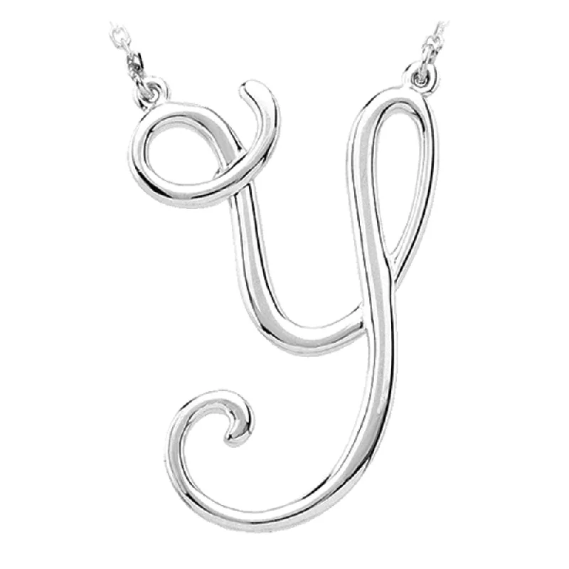 Ladies necklaces for online stars -14k White Gold, Olivia Collection, Medium Script Initial Y Necklace