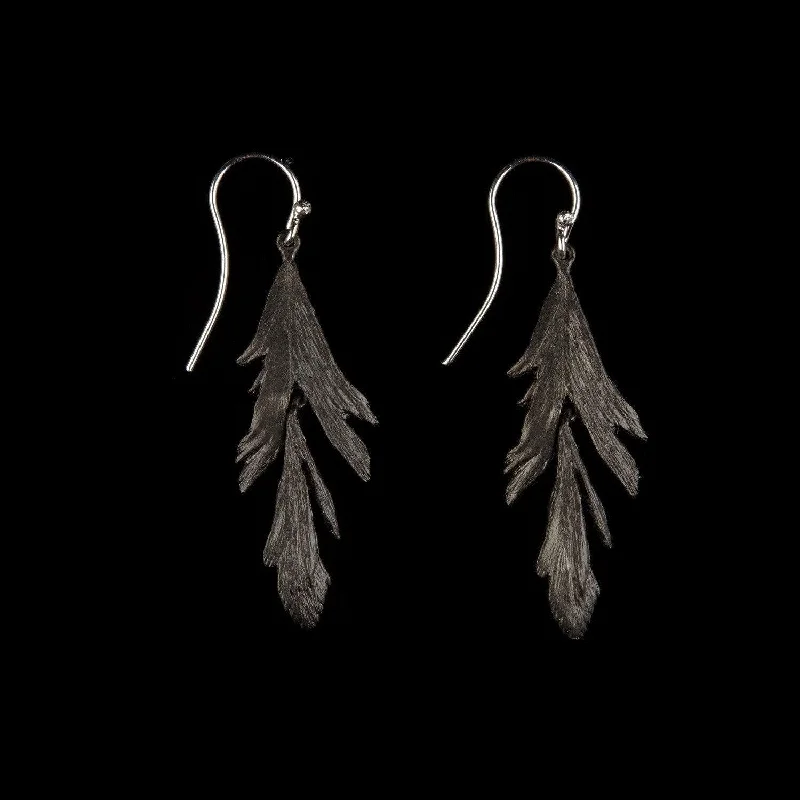 ladies-handmade-hook-earrings-Feather Earring - Dangle Wire Gunmetal