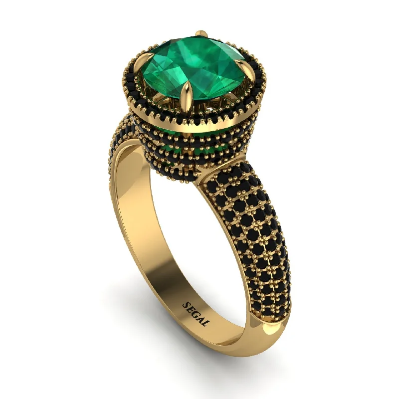 engagement-cushion-cut-white-gold-rings-Emerald Cluster Halo Engagement Ring - Katie No. 34