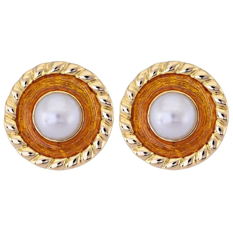 ladies-unique-crystal-earrings-Earrings- South Sea Pearl (Enamel)  (2171A)