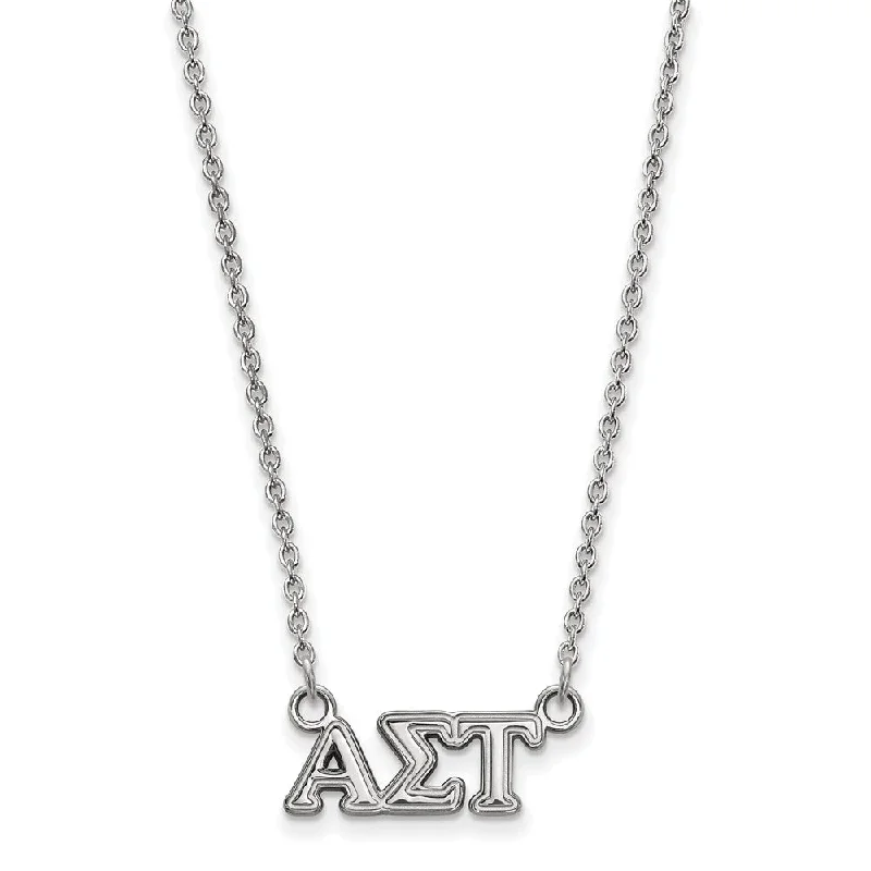 Ladies necklaces for builders -Sterling Silver Alpha Sigma Tau XS (Tiny) Greek Letters Necklace