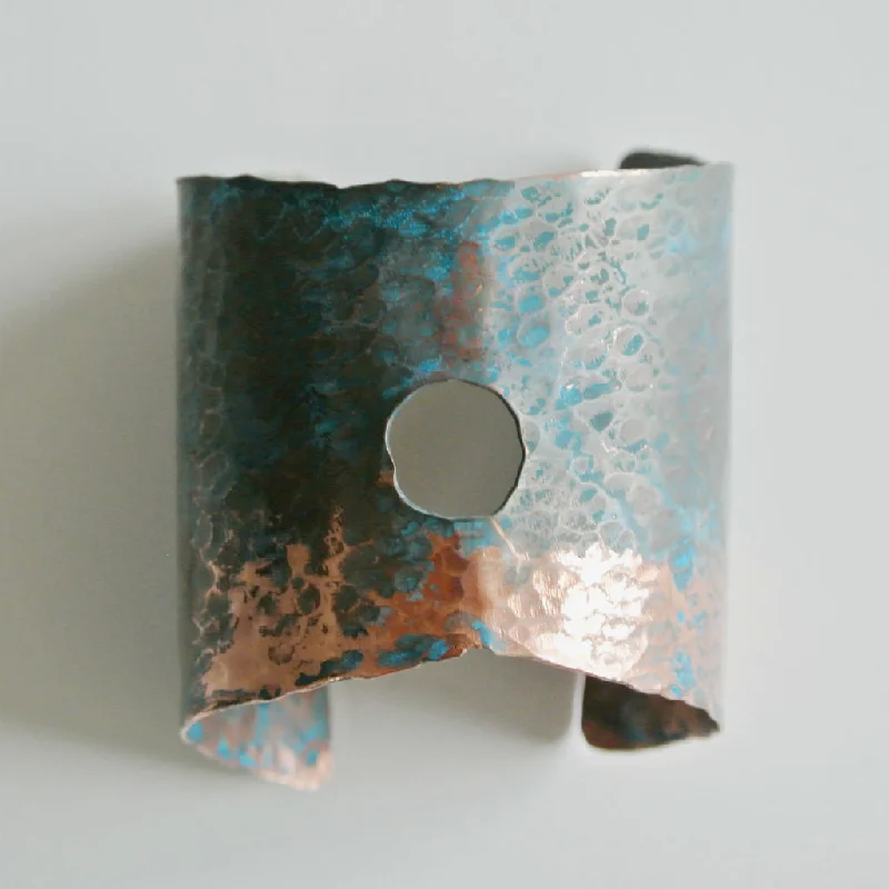 Ladies bracelets for coffee vibes -Rough It - Copper Cuff Statement Bracelet