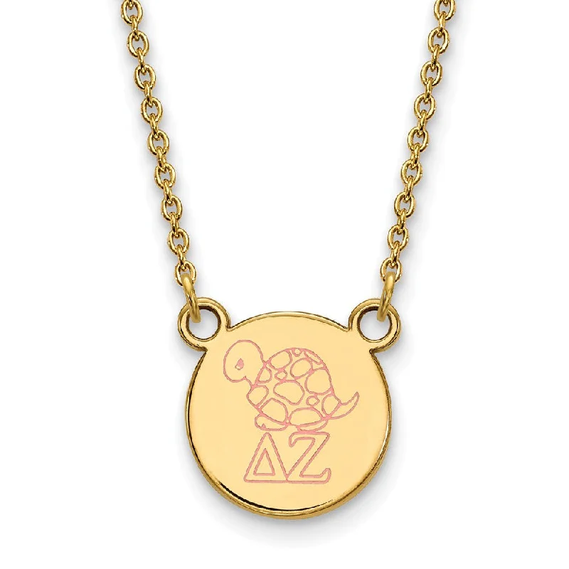 Ladies necklaces with spark charms -14K Plated Silver Delta Zeta Small Enamel Necklace