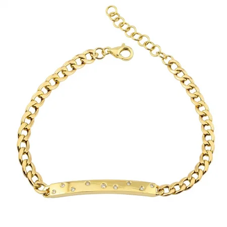 Ladies bracelets pale rose gold -14k Yellow Gold Diamond Cuban Link Chain Bracelet