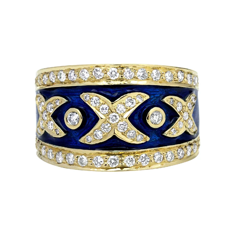 ladies-white-gold-narrow-band-rings-Ring - Diamond (enamel) (2322A)