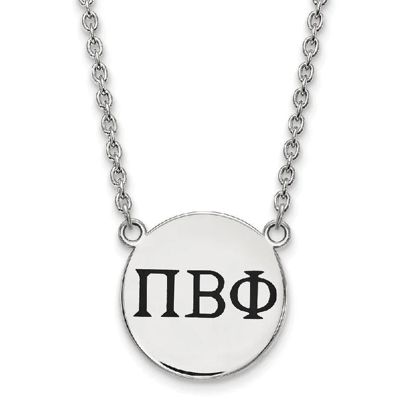 Ladies necklaces with keepsake pendants -Sterling Silver Pi Beta Phi Large Enamel Greek Letters Necklace